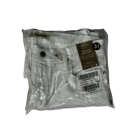 Madewell Petite Kick Out Crop Jeans Pure White Stretch Casual P31 NWT - Picture 6 of 6